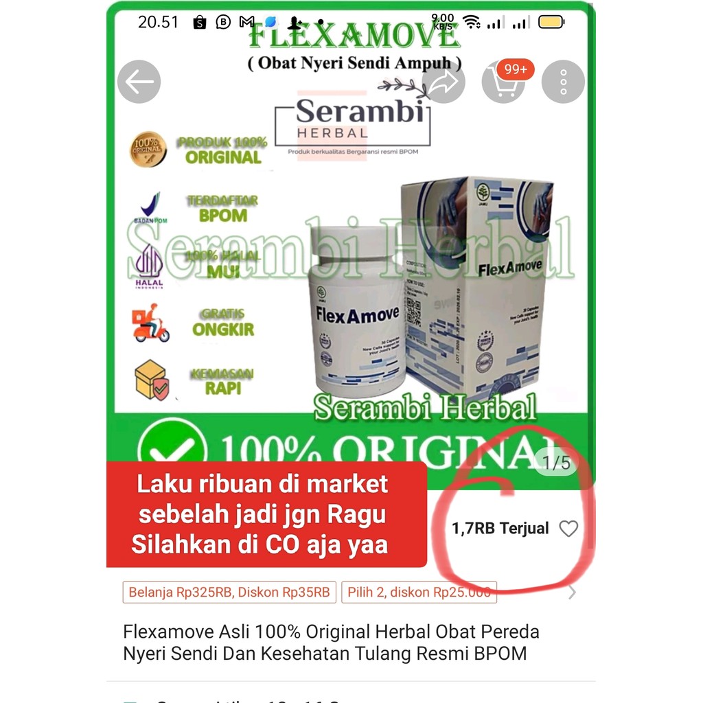 

Flexamove Asli 100% Original Herbal Obat Pereda Nyeri Sendi Dan Kesehatan Tulang Resmi BPOM joklen9000