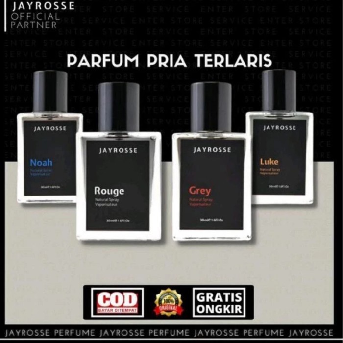 Beli 1 dapat 4 parfum pria original 100% tahan lama Jayrosse Perfume  - Grey - Rouge