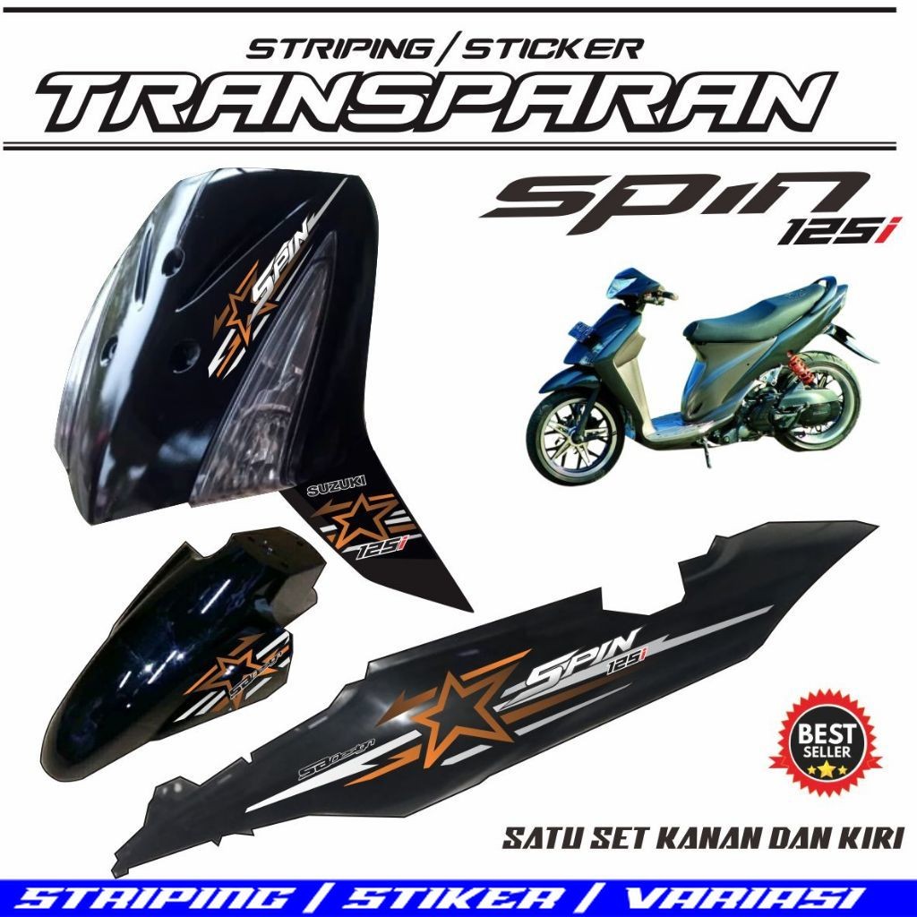 Striping Transparan Motor Spin 2009 Sticker Bintang Keren MOTIP