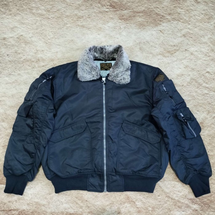 jaket bomber MA1 FIRE FOX big pocket krah sherpa bs d lepas jaket vintage tebal pria casual size XL