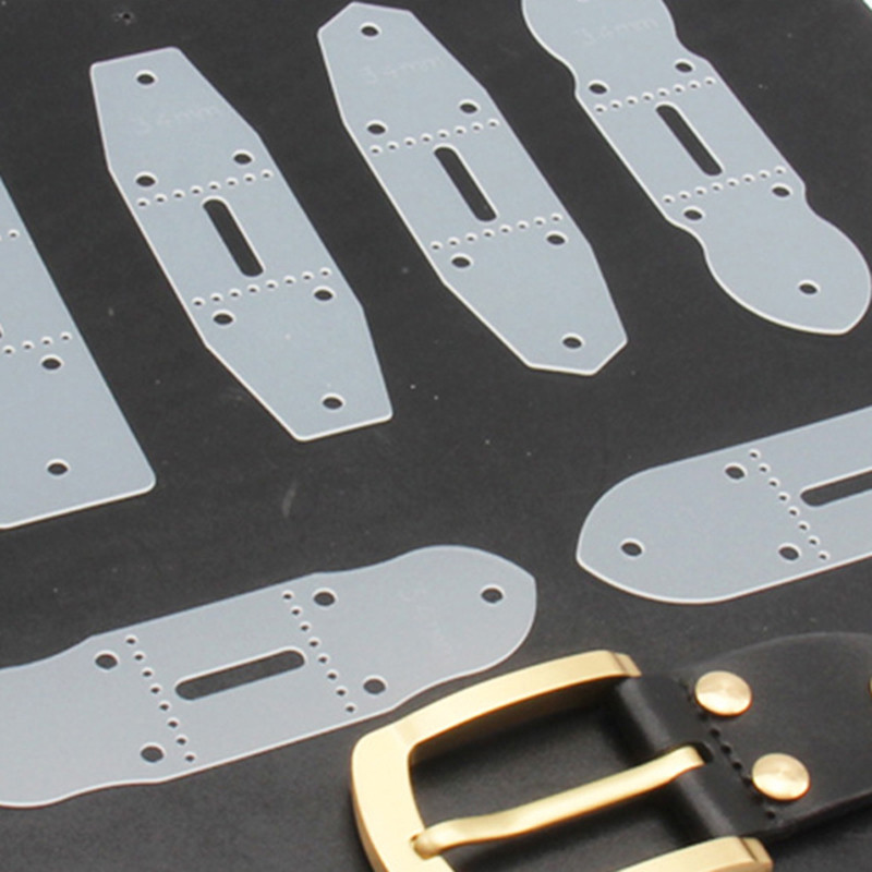 

6Pcs/Set Leather Belt Buckle PVC Templates Connection Head Punching Stencil For DIY Leather Craft Belt Tail Mould Tools
