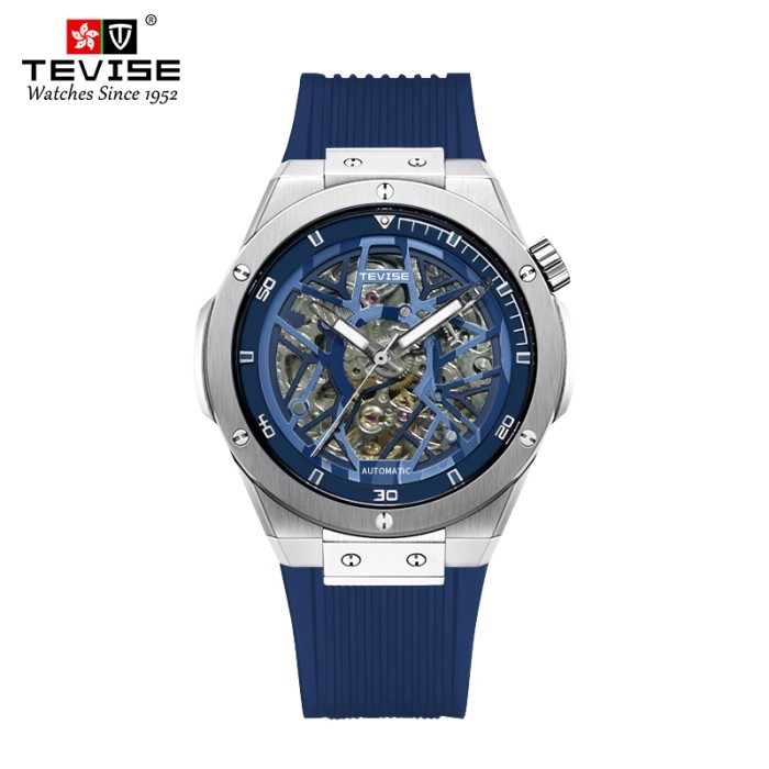 ✨Q.LnS✨ - TERBARU Jam Tangan Pria Automatic Tevise Original Berkualitas Tinggi  - Blue