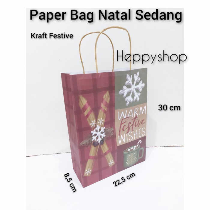 

Paper Bag Natal Sedang, Paper Bag Merry Christmas - kraft festive
