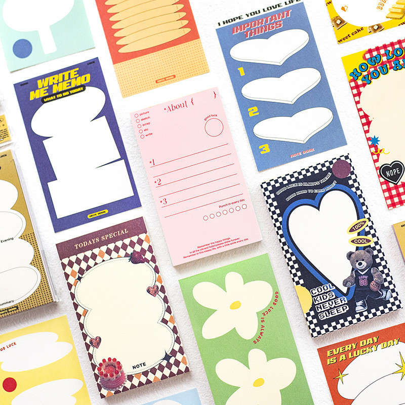 

80 Sheets Korean Ins Cute Retro Bear Memo Pad Girl Daily Plan DIY Decorative Non Sticky Notes School Stationery Note Paper