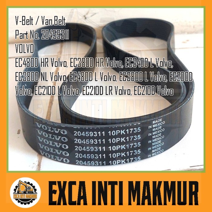 Van Belt Volvo 20459311 10PK1735 V-Belt EC210D VOE20459311 Fan Belt Sparepart Alat Berat