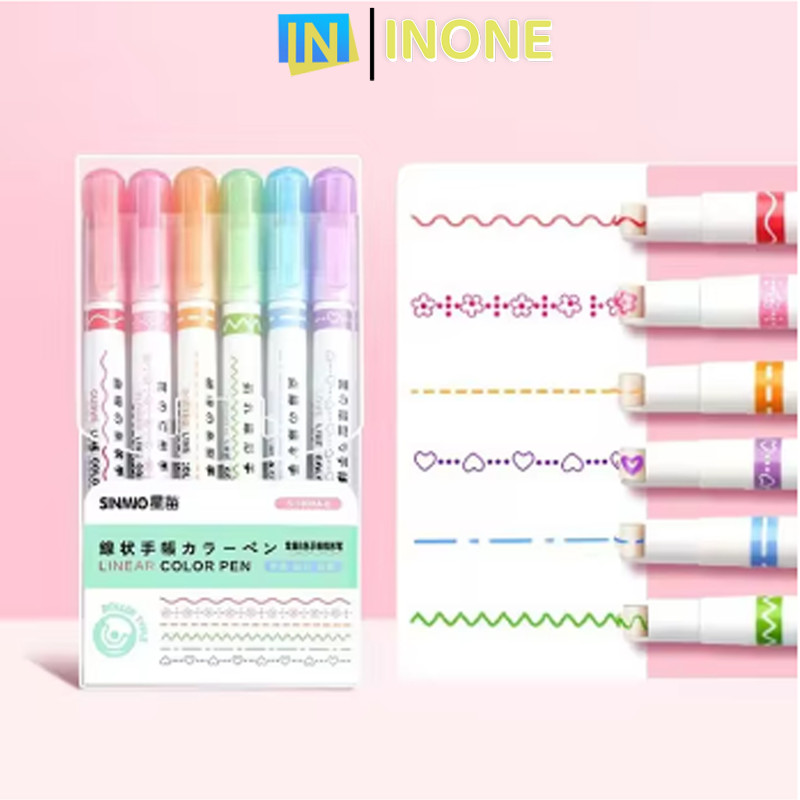 

INONE - Spidol Garis Aesthetic Warna Warni Spidol Garis Motif Lucu 1 Set 6 Pcs Pulpen Roller Pen Higlighter Random Spidol Garis Line Marker Alat Tulis Kantor