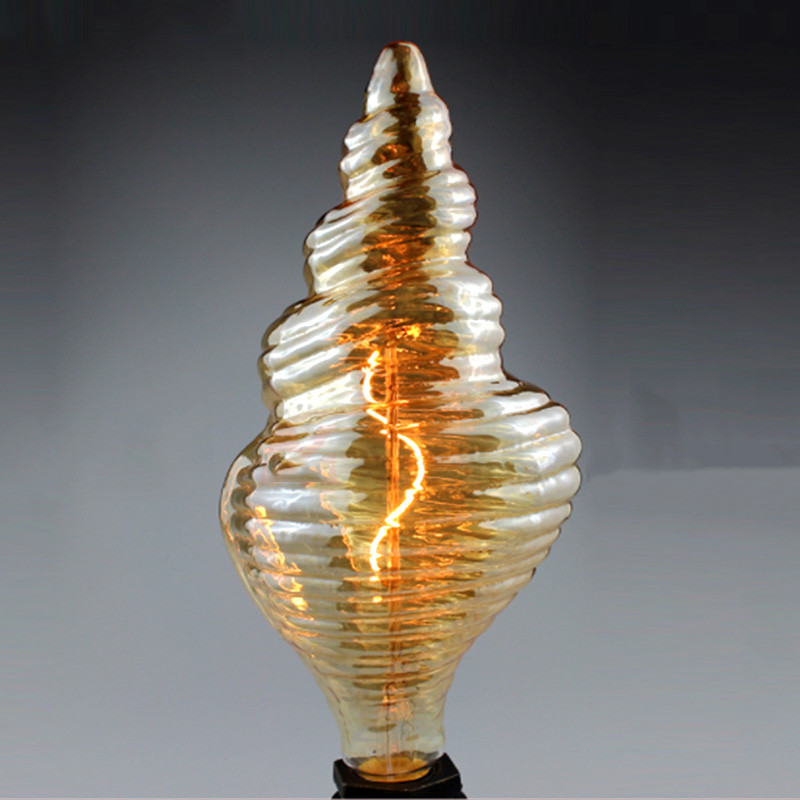 Special-Shaped E27 Warm Light Sea Spiral Light Bulb LED Filament Light Strip Retro Decorative Edison