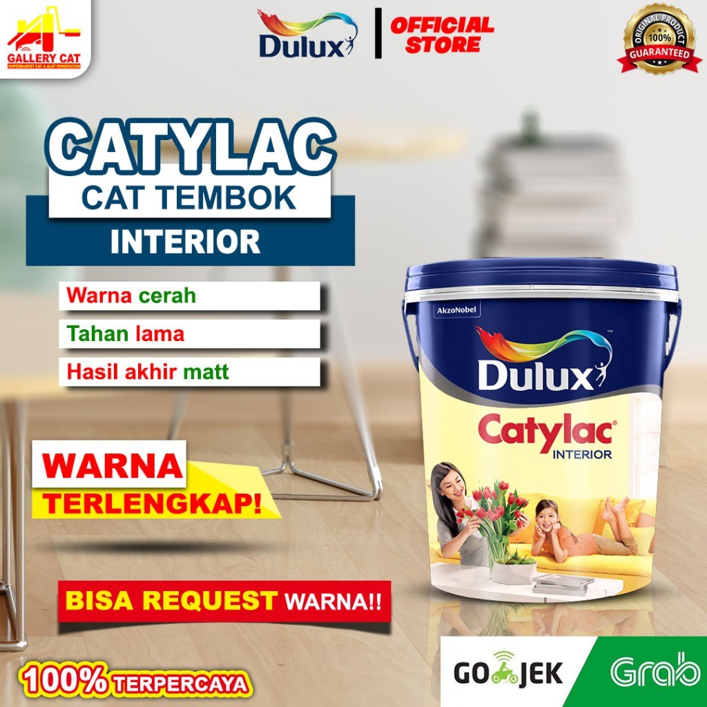 SR38DF CAT TEMBOK DULUX CATYLAC INTERIOR MIXING, READY SEMUA WARNA DAN BISA REQUEST WARNA KEMASAN 5K