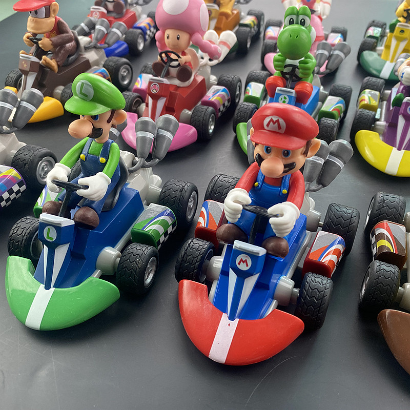 

Super Mario Pull Back Car Green Yoshi Donkey Kong Bowser Luigi Toad Princess Peach Action Figure Toys Anime Game Doll Kid Gifts