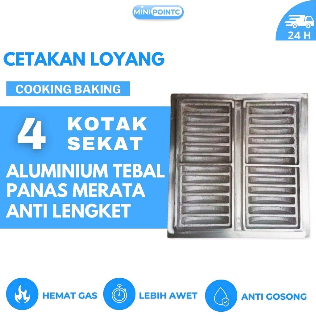 Loyang Kue Pancong Lumer Anti Lengket | Cetakan Kue Aluminium Tebal Premium | Loyang 4 Sekat Anti Tu