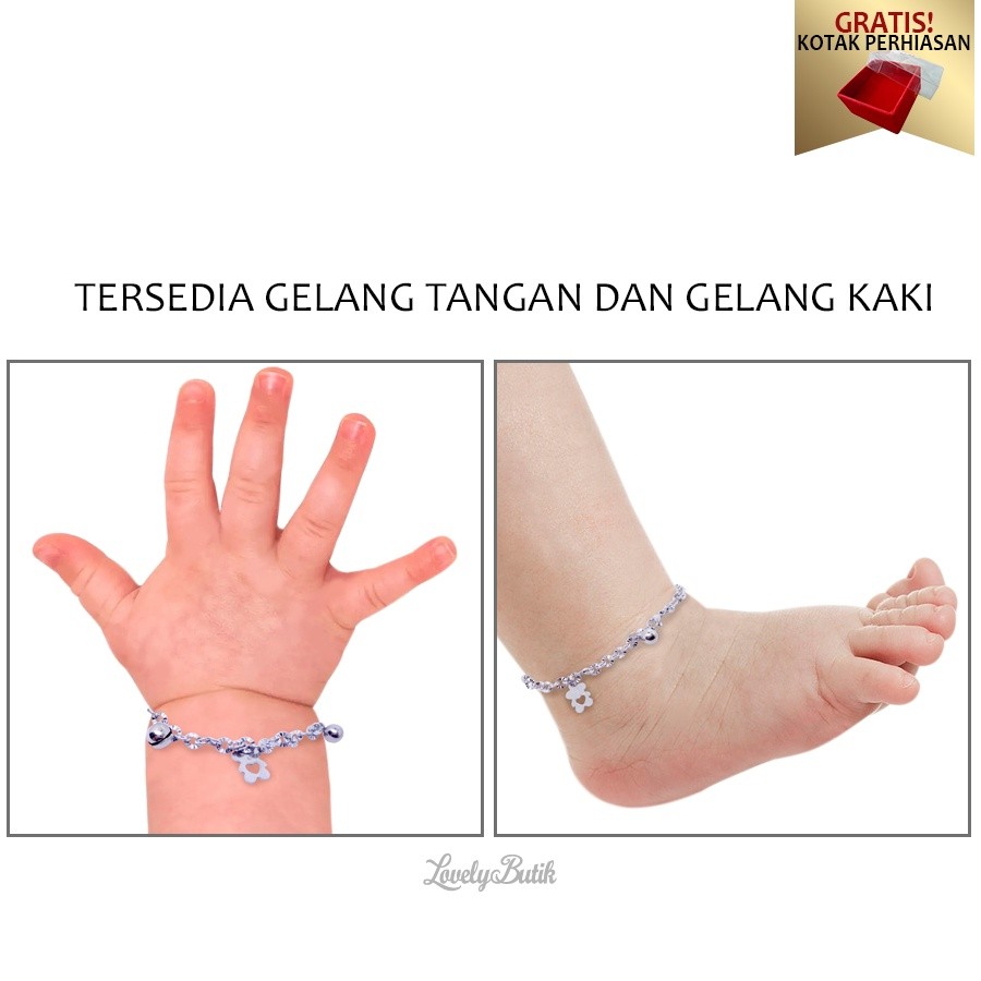 Lovelybutik Gelang Kaki Bayi Kerincing Titanium Bear Kecil Gelang Tangan Baby Perempuan Laki Laki De