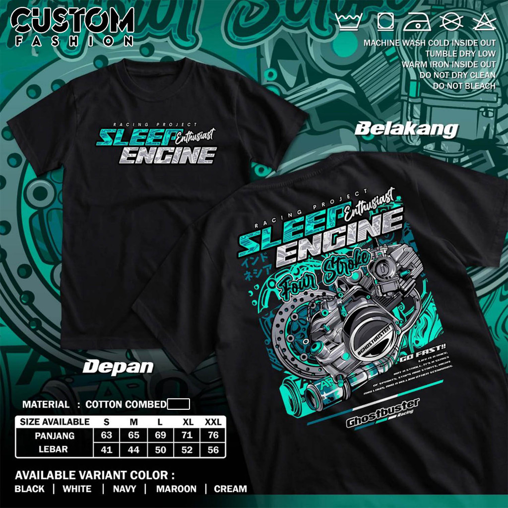 Kaos 4 Stroke Sleep Engine Enthusiast Baju Distro Racing 4 Tak Four Stroke 4Stroke Motor Herex