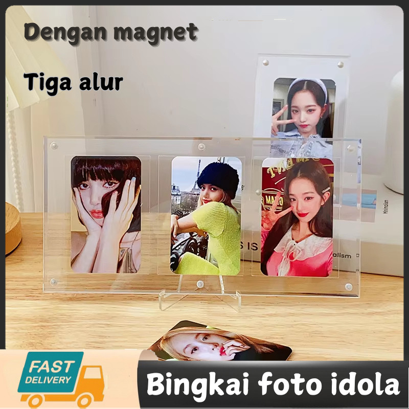 3PCS Frame Photocard Magnet Akrilik Free Stand Kaki Photo Album Akrilik Magnet Foto Tempelan