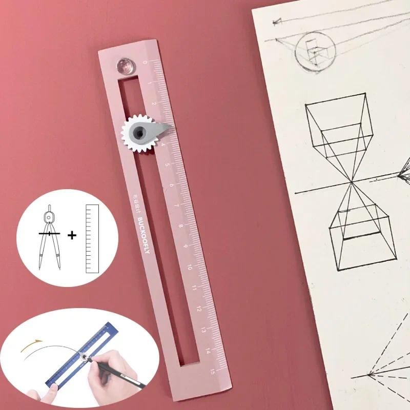 

1Pc two-in-one Compasses Color Multifunctional Drawing Circle Tool DIY Geometric Compass Ruler for Office School Home