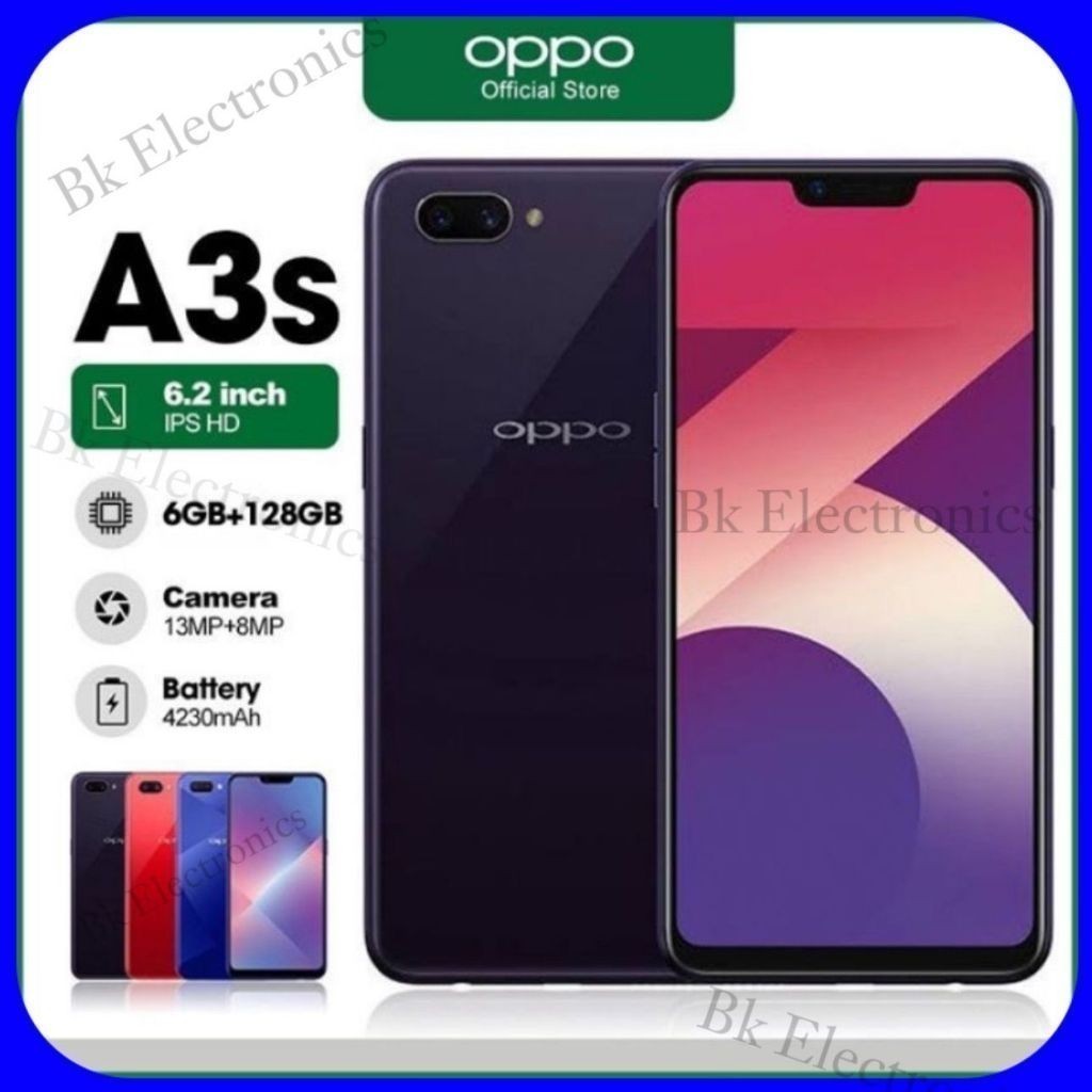 OPPO A3s HP RAM 6/128GB  GARANSI 1 TAHUN BARU HD Dual Camera android Smartphone