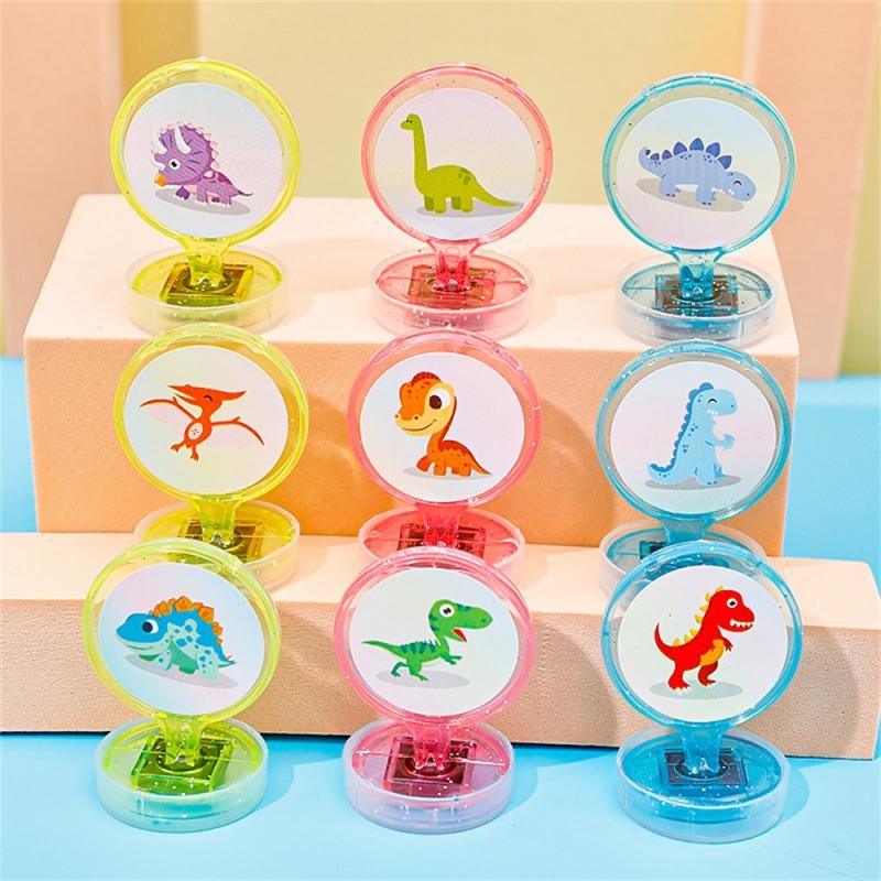 

Dinosaur Seal Plastic Glitter Prevent Ink From Evaporating Seal The Lid Easy To Carry Reward Stamp 3g Cute Pet Pattern Seal Bulk