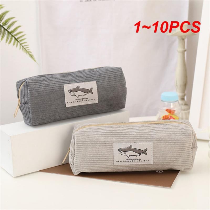 

Shark Pencil Case Corduroy Pen Case Kawaii Stationery Estuche Large Capacity Pencilcase Trousse School Supplies Pencil