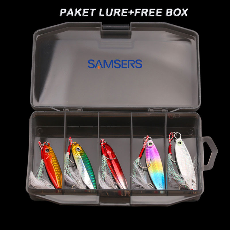 Metal Jig Umpan Pancing 7g/10g/15g/20g/30g 5pcs Paket lure casting hampala murah + box free gantunga