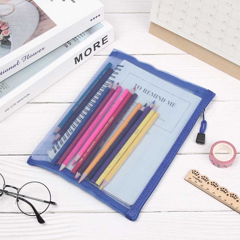 

SLLUADSTORE KOUZIO Tempat Pensil Jaring Transparan Document Organizer Zipper Bag - A465‼️COD‼️