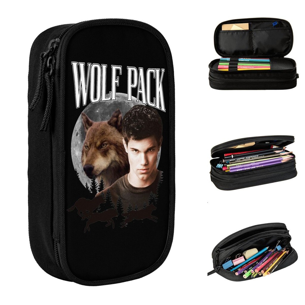 

The Twilight Saga Jacob Wolf Pack Pencil Cases Pen Bag Student Big Capacity Students School Cosmetic Pencilcases