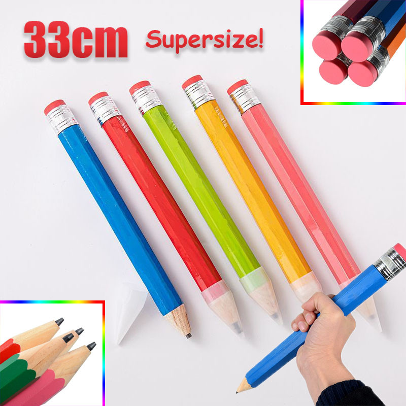 

【LEMLINGER】Pensil Ekstra Besar 33 CM / Mainan Pensil Siswa / Pensil Besar Multi-warna