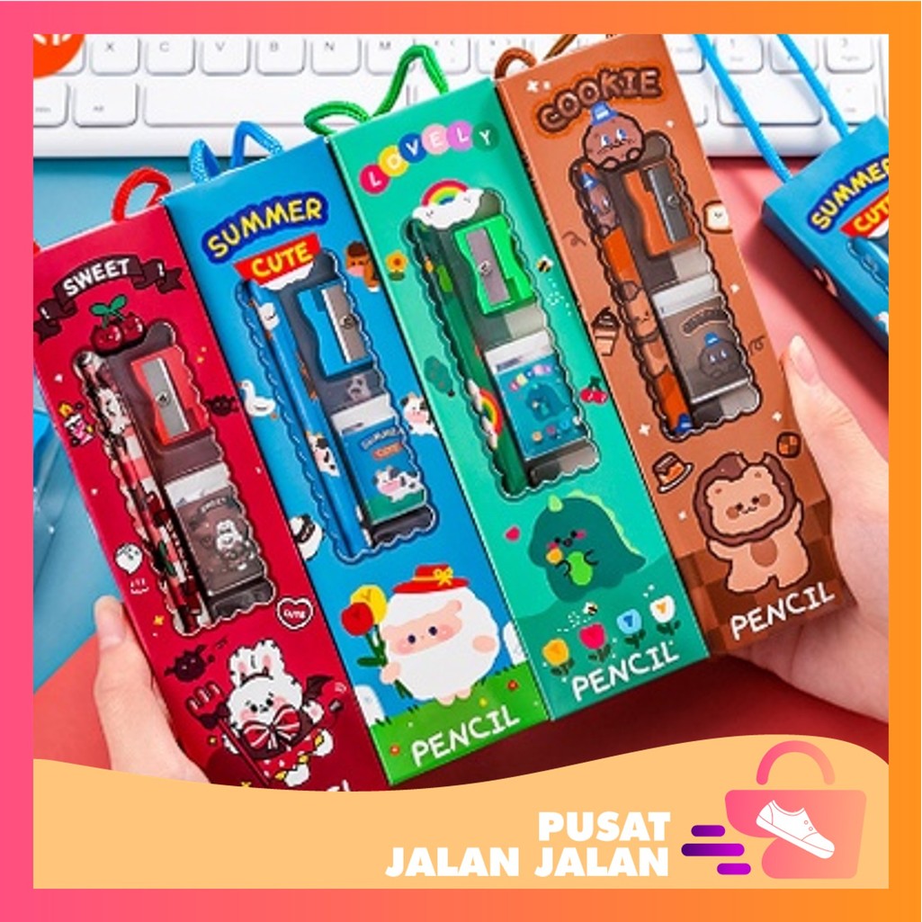 

PJJ - S5689 Stationery Set 5 in 1 / 5 Pcs Set Alat Tulis Pensil Motif Kartun Lucu / Set Alat Tulis Sekolah 5 in 1 Karakter Lucu