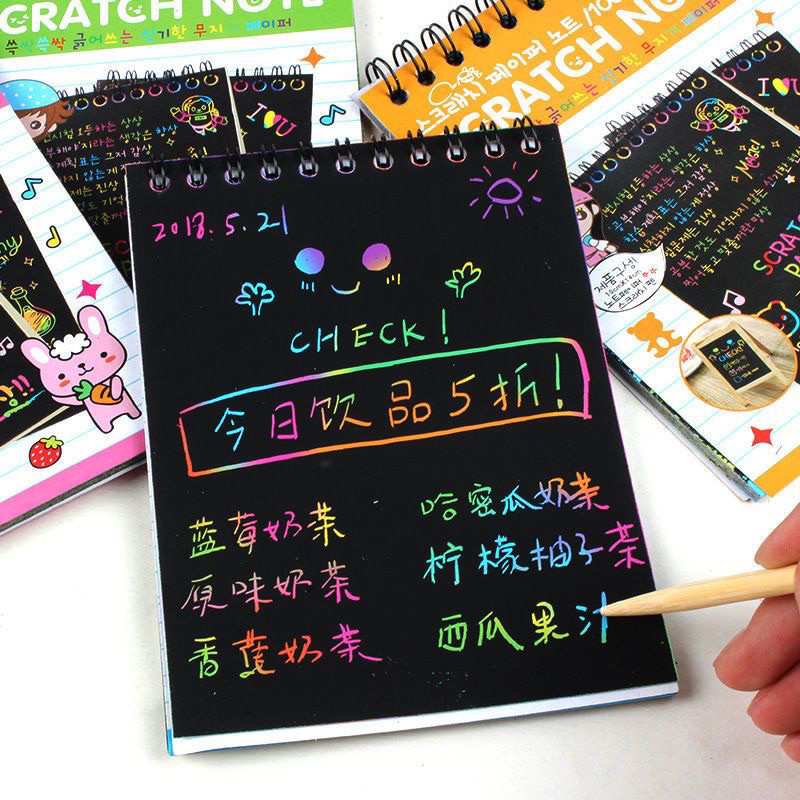 

(MGS) Mainan Edukasi Anak Scratch Note Mini Buku Gambar Tulis Gores Ajaib Grafiti Paper Rainbow Colourfull Anak Dewasa