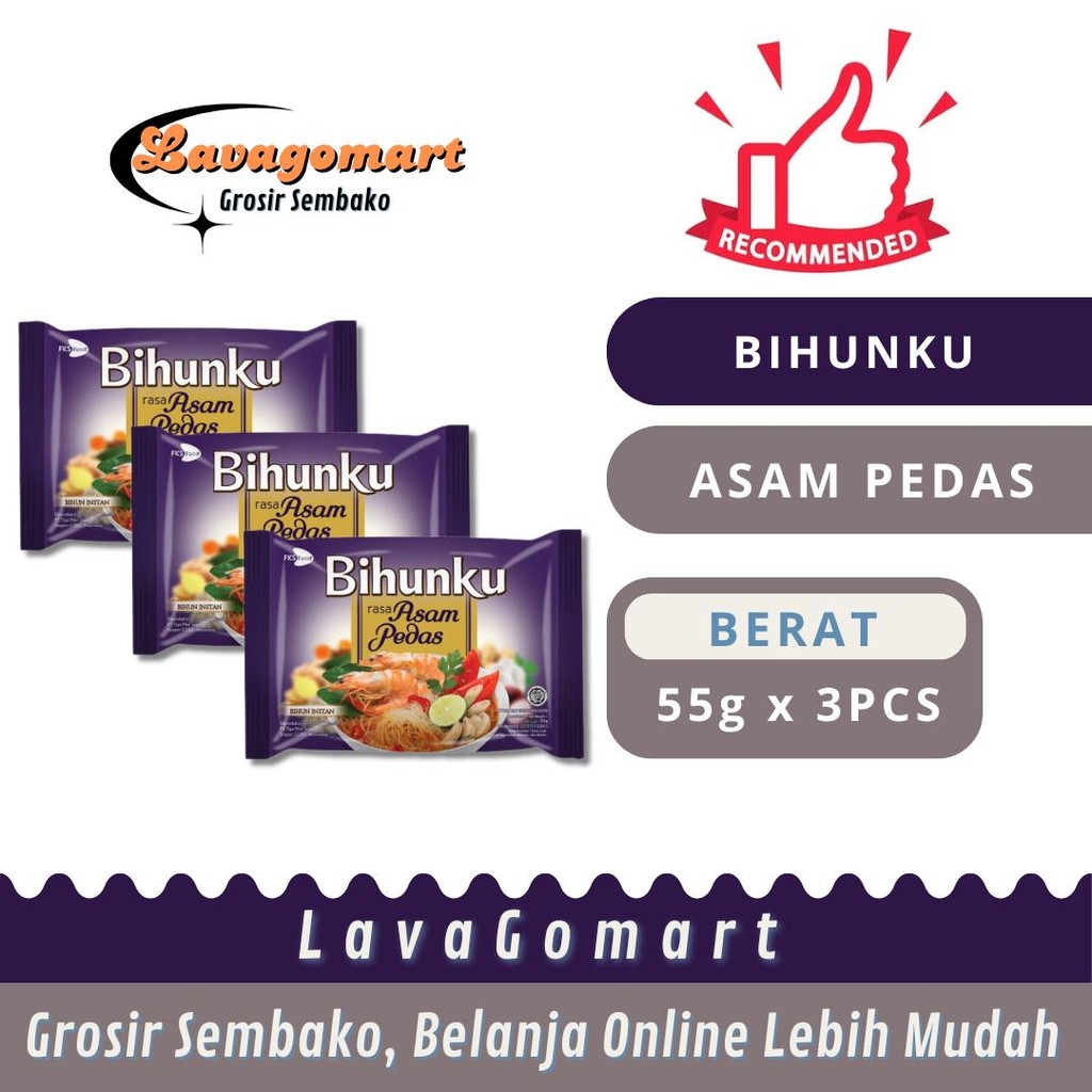 

BIHUNKU BIHUN INSTAN ASAM PEDAS 55g - 3PCS - LAVAGOMART - BANDUNG