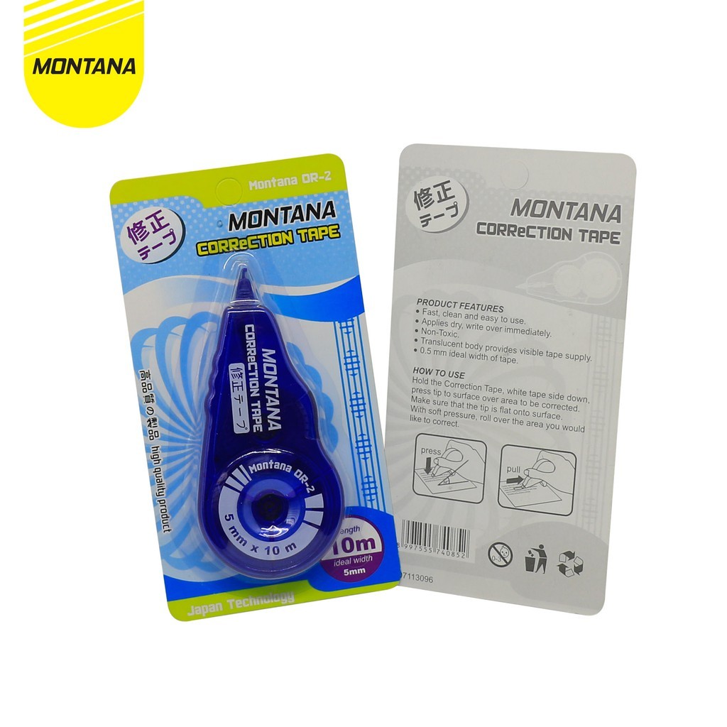 

MONTANA Correction Tape Pita Koreksi 0.3mm 12 Pcs Tip Ex Kertas OR-2