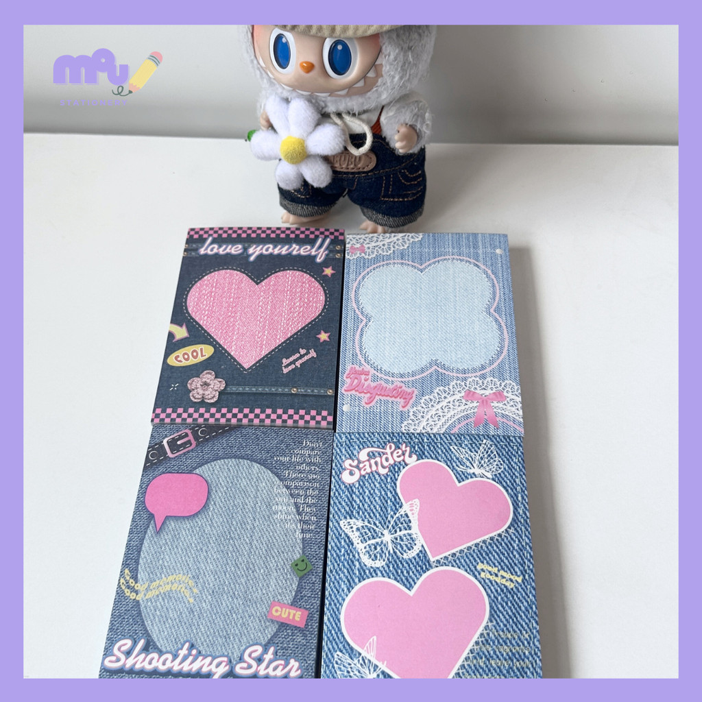 

[MOUMOU] 100pcs Jeans Y2K Memo Pad/ Y2K Denim Memo Pad/Kertas Catatan Aesthetic Gaya Retro Tahun 2000-an