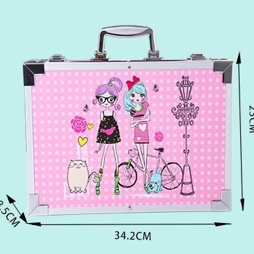 

best -Set Alat Lukis Anak 145pcs Model Koper Jinjing Import Alat Menggambar - KUDA PONI BIRU