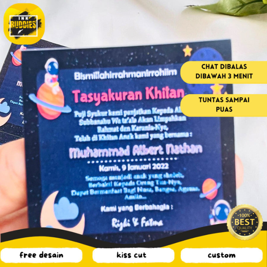 

INB 12-15 Cetak stiker syukuran khitan kotak tasyakuran walimatul khitanan custom unik
