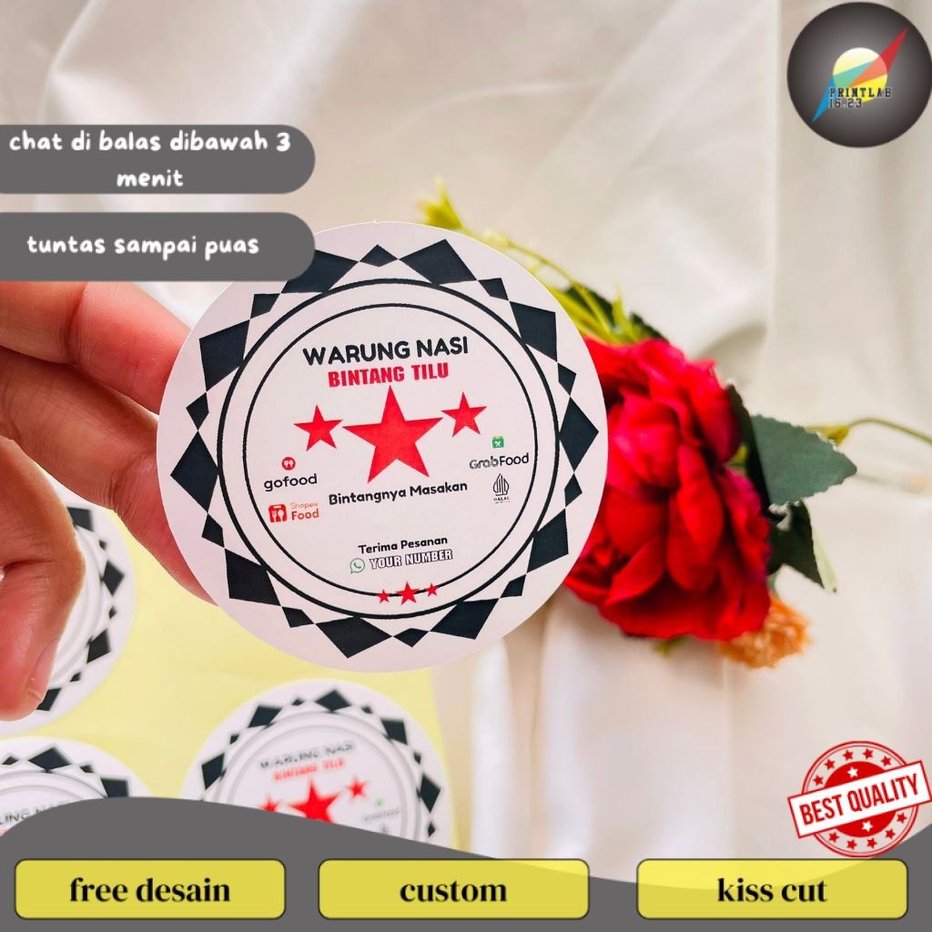 

PrintLab Ready Stiker Rumah Makan Free Desain Sticker Edisi Warung Nasi Restoran Label Box Makanan