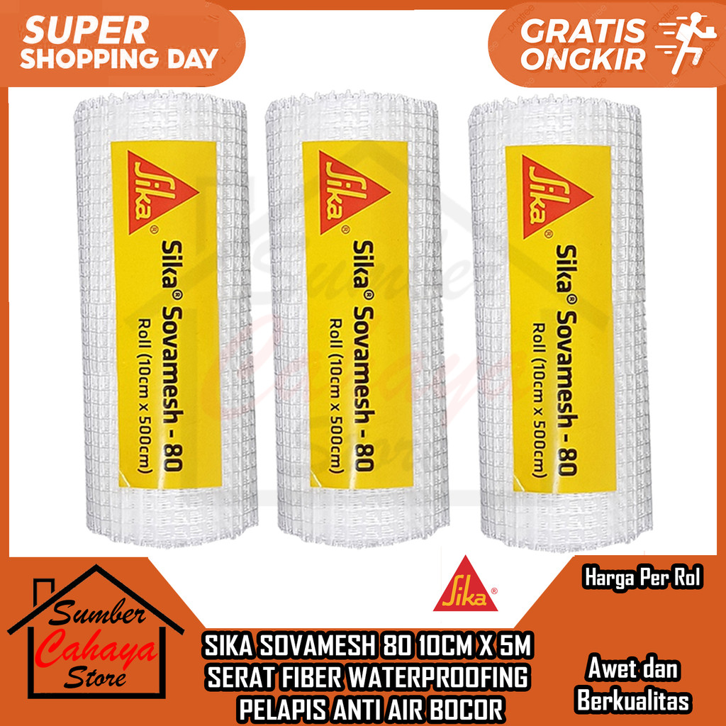 Sika Sovamesh 80 10cm X 5m Serat Fiber Waterproofing Pelapis  Plesteran Perekat Lem Dak Beton Dindin
