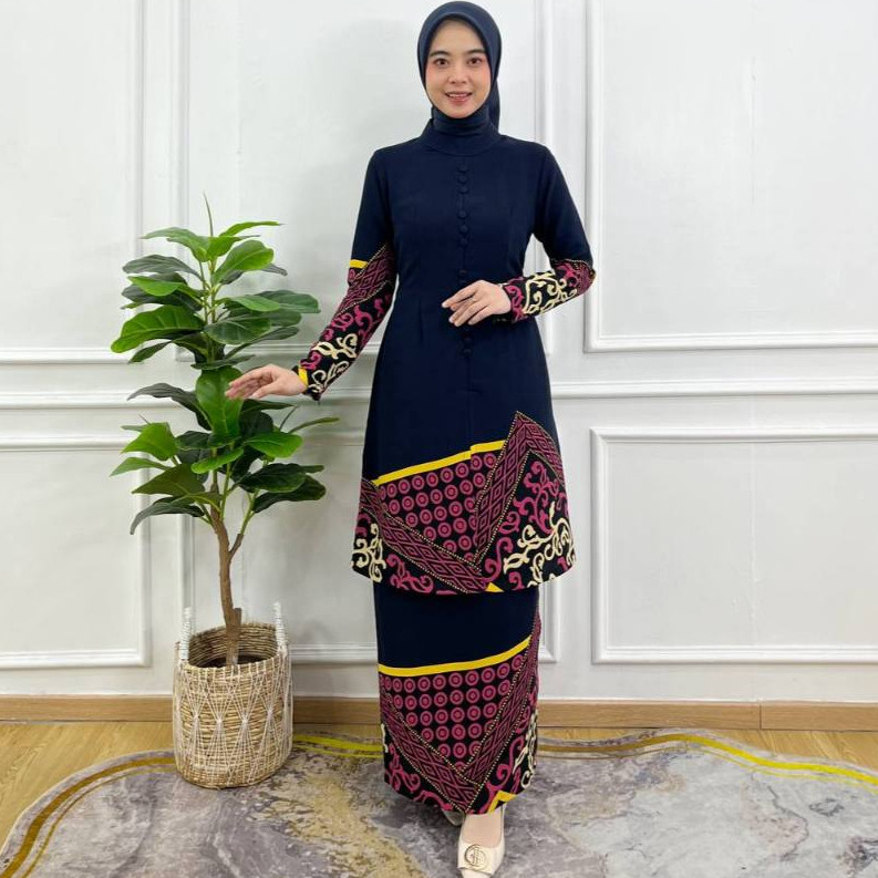 PRILLY BUSANA - Kedah Set Kurung Melayu Motif - Setelan Rok - Seragaman