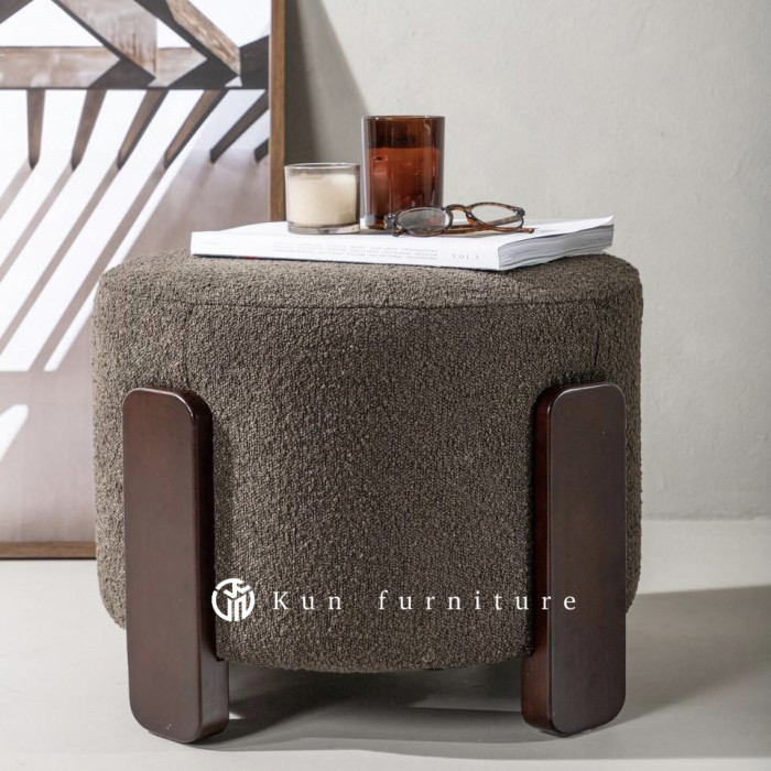 Stool bulat unik jati minimalis/stool kaki 4 jati/sofa duduk kecil