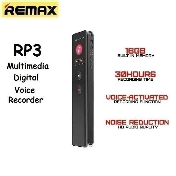 GROSIRUNIK99 REMAX RP3 - Multimedia Digital Voice Recorder - 16GB Built-in Memory