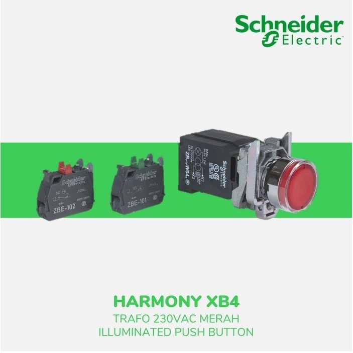 Schneider Electric XB4 illum PushButton Trafo 230VAC Merah XB4BW3445