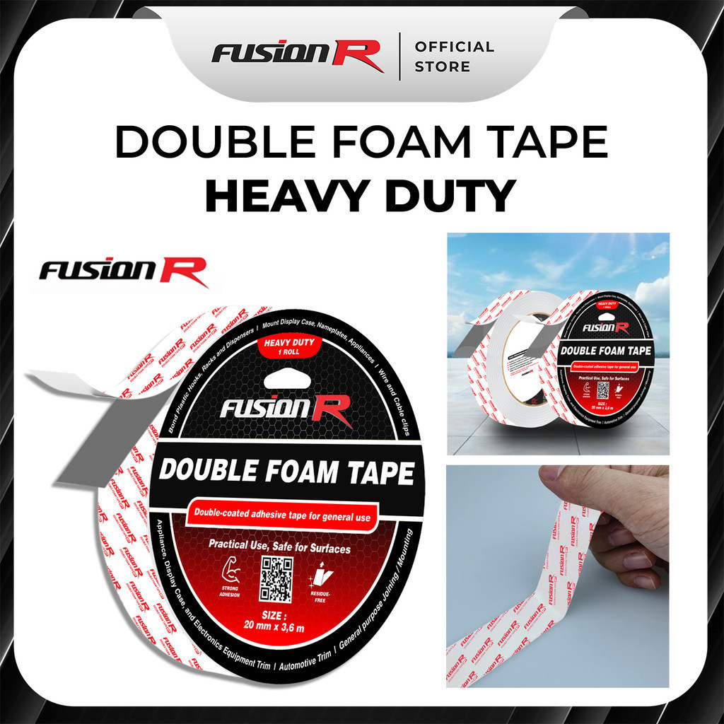 

Fusion R | Double Tape PE FOAM Busa Tebal 1.0 mm Size 20 mm x 3,6 Meter Solasi Busa 2 Sisi Heavy Duty
