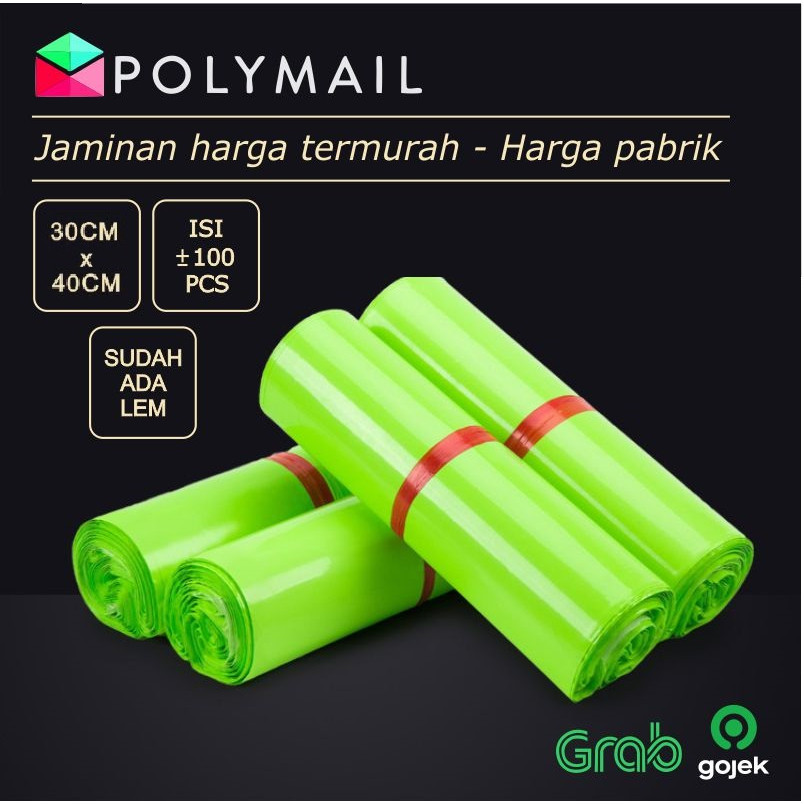 

VILLAINSHOP POLYMAILER ±100PCS 30x40CM HIJAU GLOSSY PLASTIK POLYMAILER GREEN