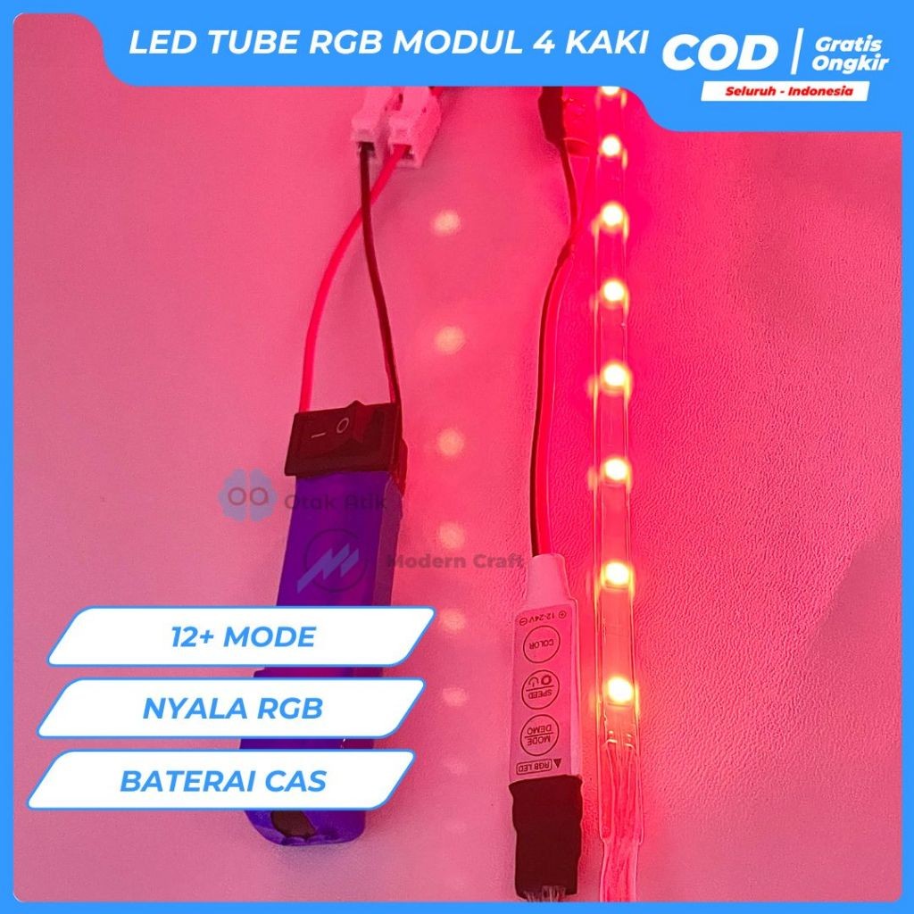 Lampu layang-layangan LED RGB TUBE besar modul controller 4 kaki baterai cas sensor cahaya