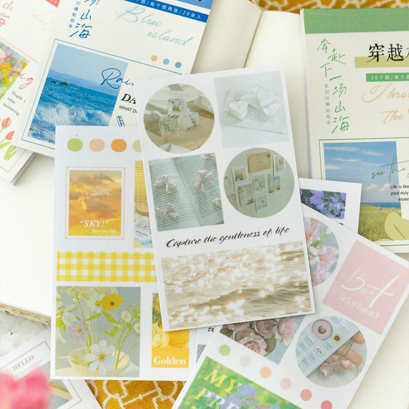 

20 Sheets/bag Stickers Book Ins Daily Life Landscape Sticker Creative Hand Collage Material DIY Mobile Greeting Card Decoration
