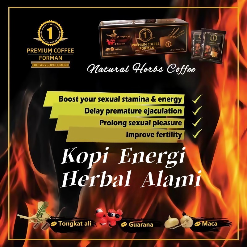 FORMAN Minuman kopi tahan lama untuk pria Original 20 kantong Suplemen energi pria kopi tahan lama