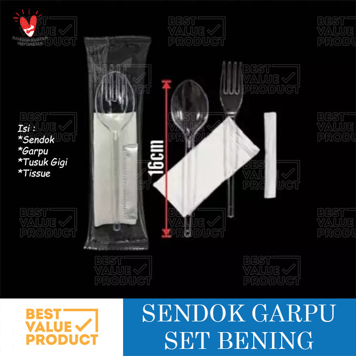 SET Sendok Garpu Plastik Tusuk Gigi Higienis / CUTLERY Set Spoon Fork