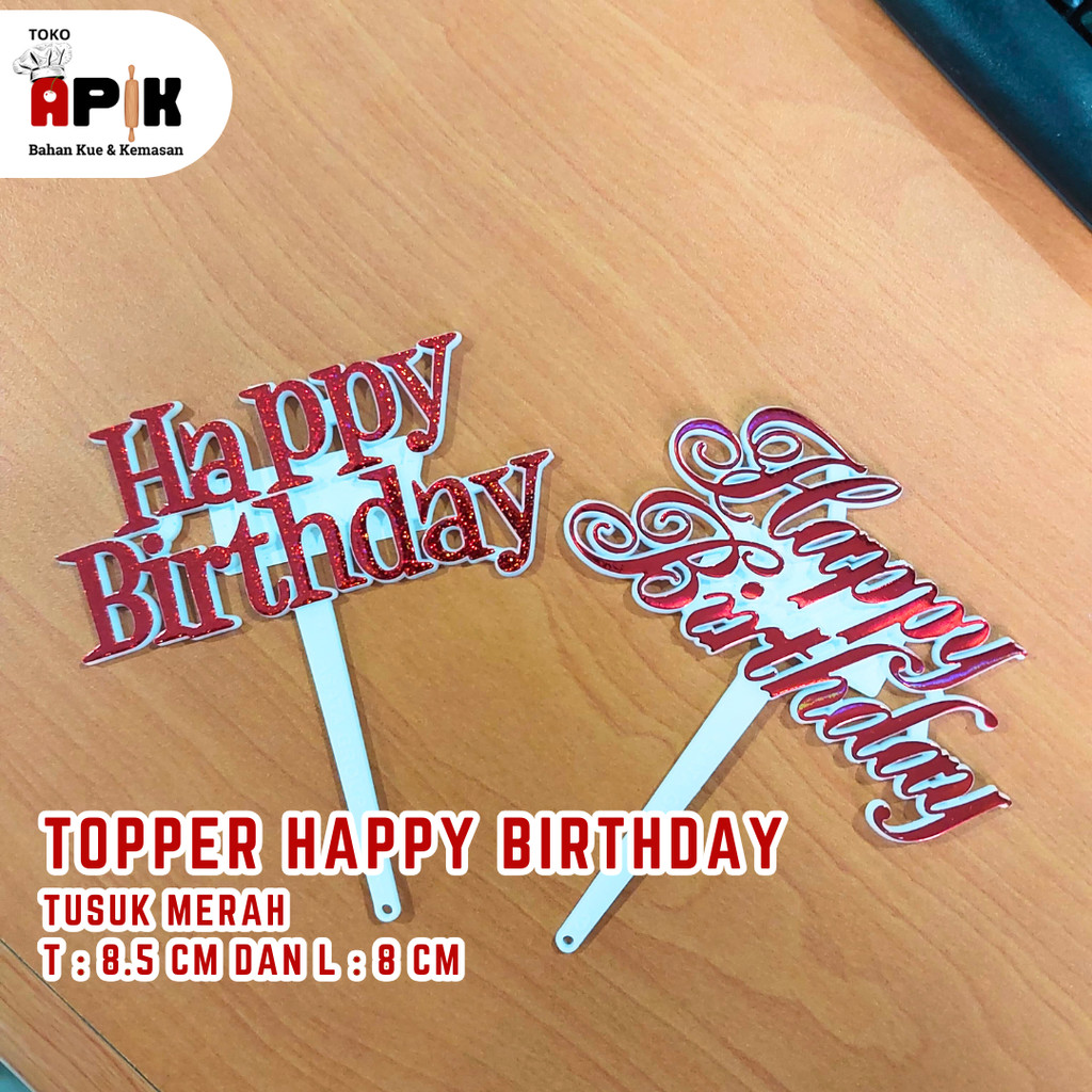 

Tusukan Hiasan Kue Happy Birthday / Cake Toper Happy Birthday Merah