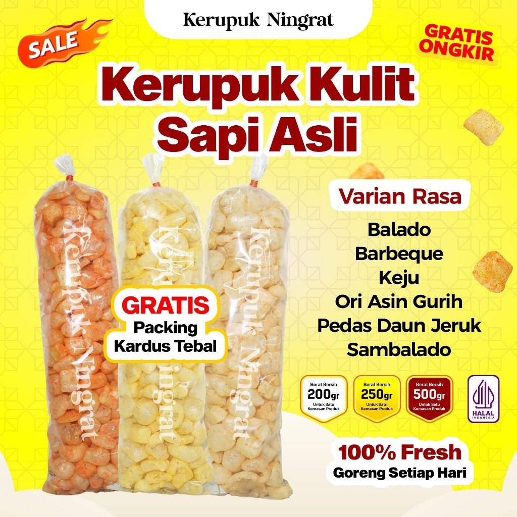 

1 BALL Dorokdok Kerupuk Kulit Sapi Asli 200gr Enak Murah Halal Renyah