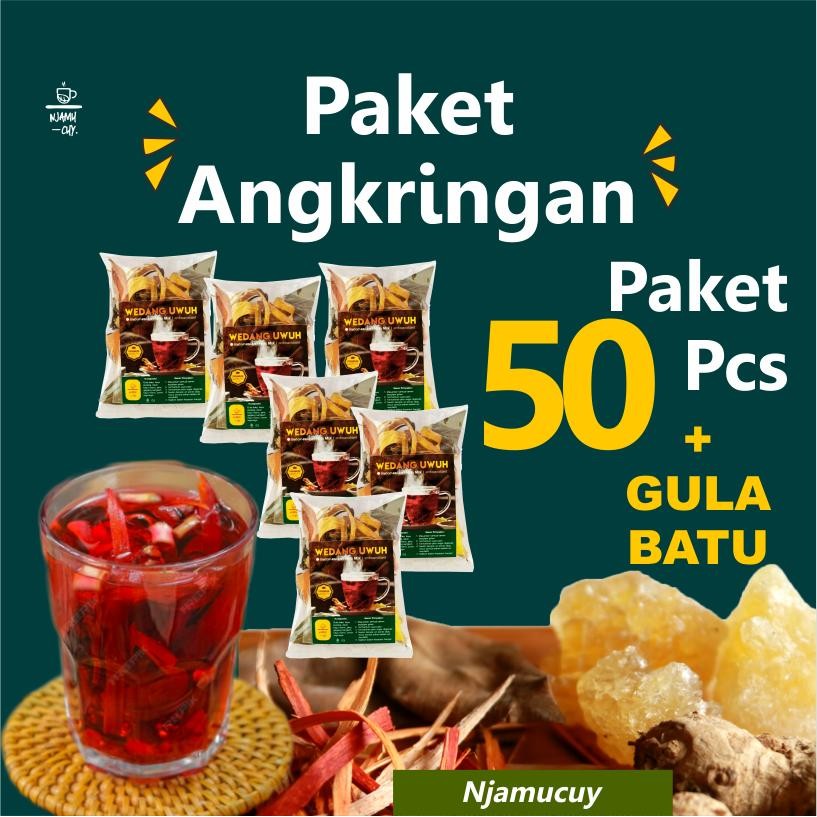 

50 Pcs Paket Angkringan Wedang Uwuh Khas Jogja Minuman Herbal Alami Rempah Gula Batu Rimpang JSR Teh