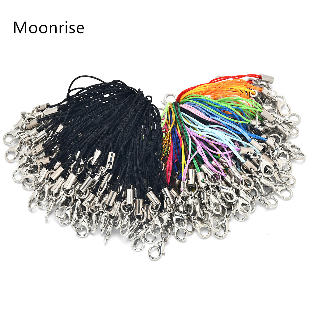

50pcs Black Strap Charm Cord Lanyard Lariat Strap Cords Lobster Clasp Rope Keycha Hooks Mobile Set Charms Jewelry Accessories