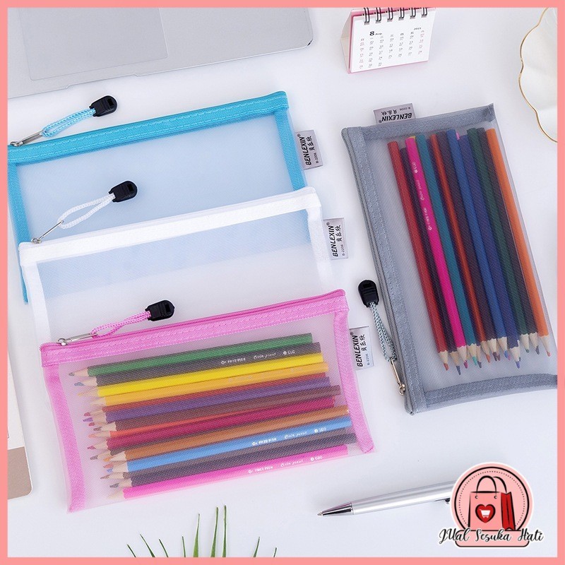 

KOTAK PENSIL TEMPAT PENSIL JARING TRANSPARAN TEMPAT PENSIL TRANSPARANT POLOS IMPORT Y3420