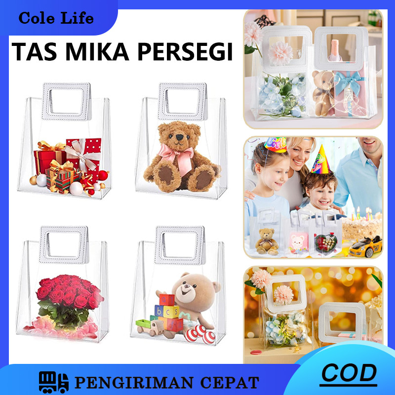

Tas Mika PVC Handle Kulit/Tas Mika PVC Transparan Handle Persegi Kulit